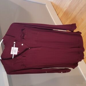 Relaxed Maroon Long sleeve T-shirt dress